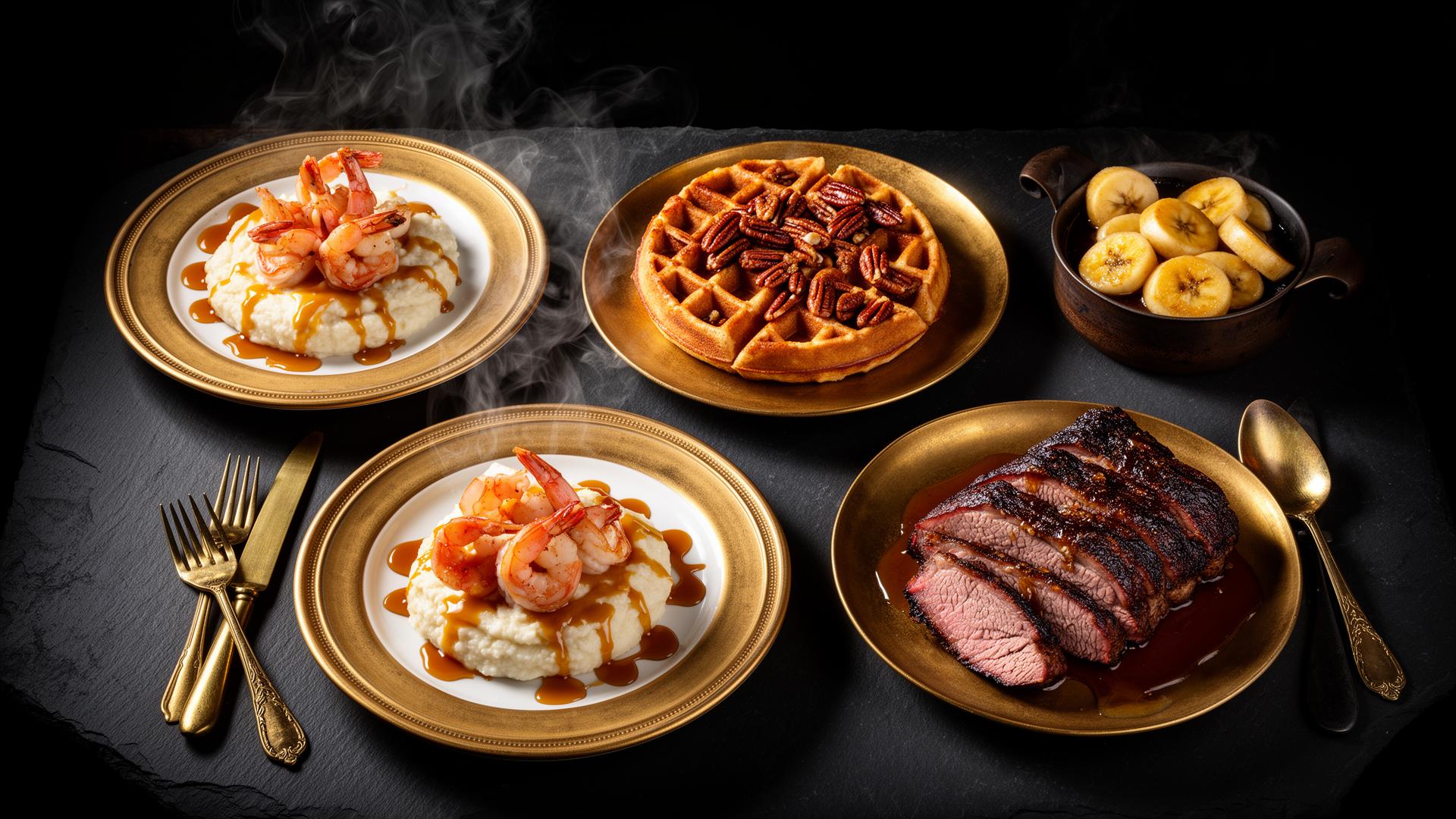 A spread of signature Southern brunch dishes